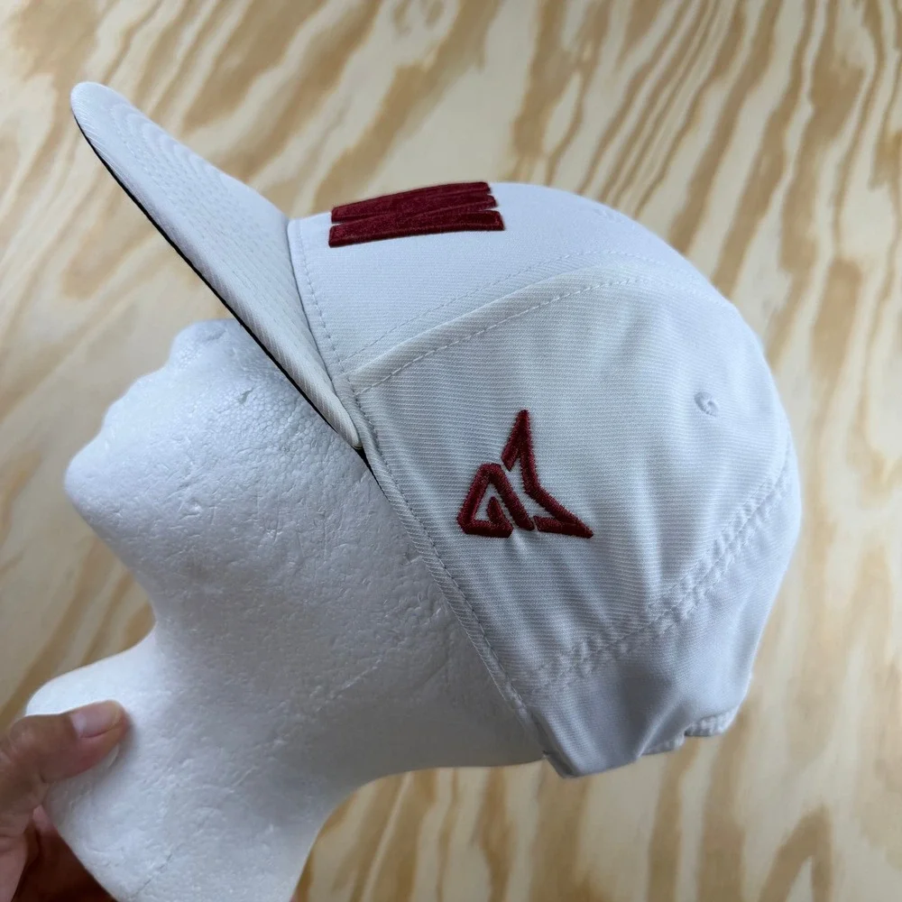 TaylorMade RAW Golf Hat Mens White Maroon Snapback Performance Cap Adjustable
